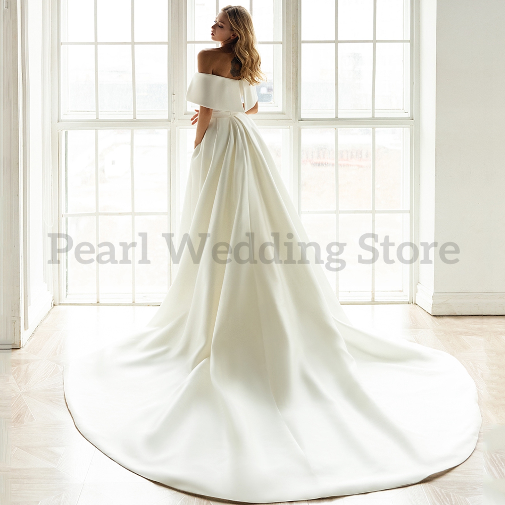 Robe De mariée blanche détachable, style sirène en Satin, épaules dénudées, sur mesure