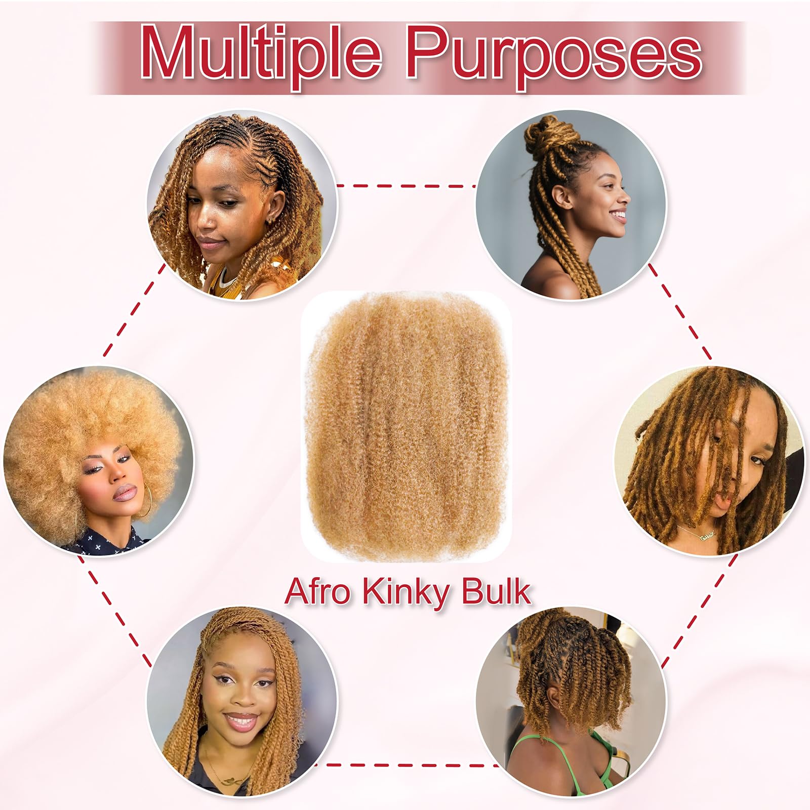 Blondes Massenhaar mit gehäkeltem brasilianischem Afro Kinky Curly Echthaar Bulk für Dreadlocks Extensions Repair Locs Mini Twist Braid