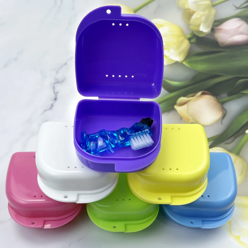 5Pcs New Plastic Tray Box Dental Orthodontic Retainer Box Case Plastic Teeth Container Denture Box False Teeth Protective Case
