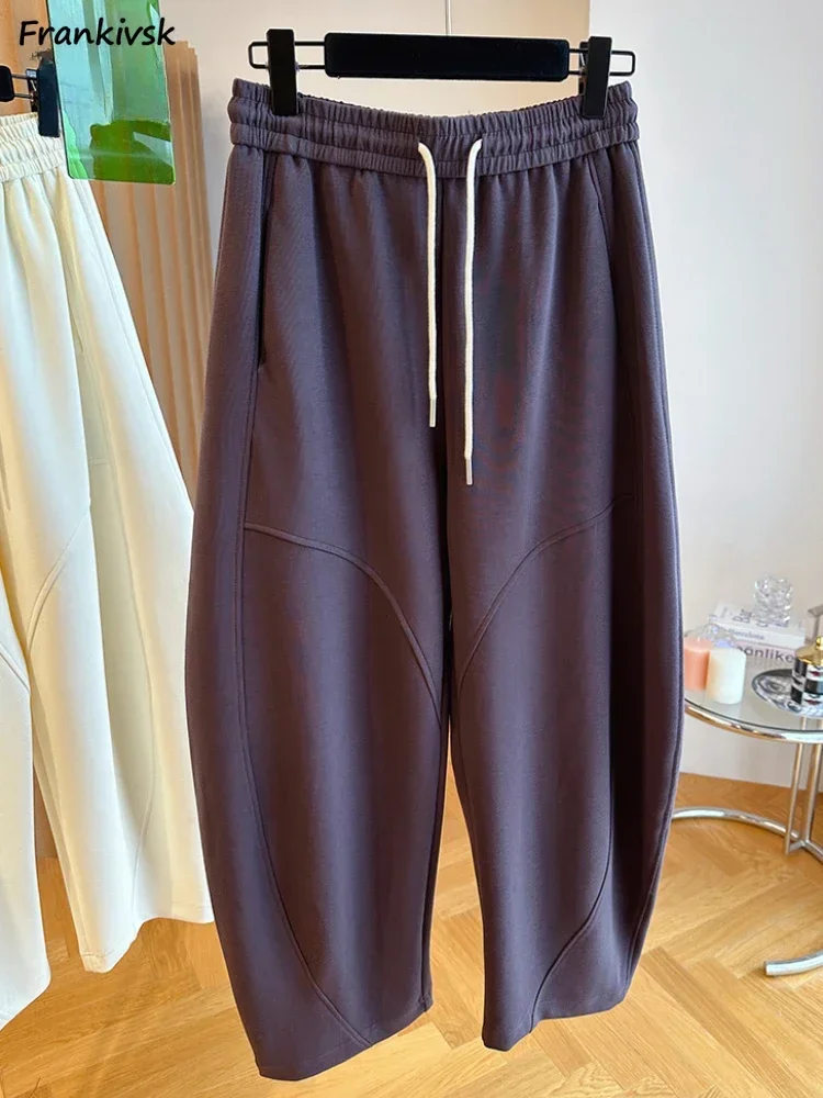 Pantalones sueltos para mujer, informales, recién llegados, estilo coreano, versátiles, holgados, con cintura elástica, ropa de calle cómoda y sólida, Unisex