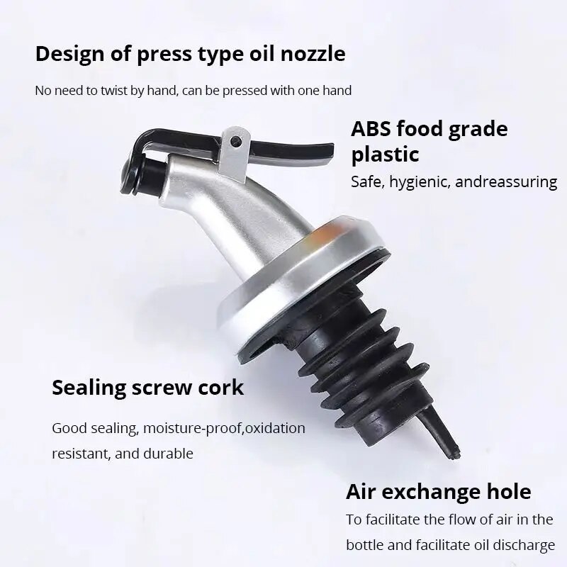 3szt Srebrne butelki na przyprawy kuchenne do użytku domowego Butelki na ocet sojowy Korki do ust Bez wycieków oleju Bez narzędzi do zawieszania oleju