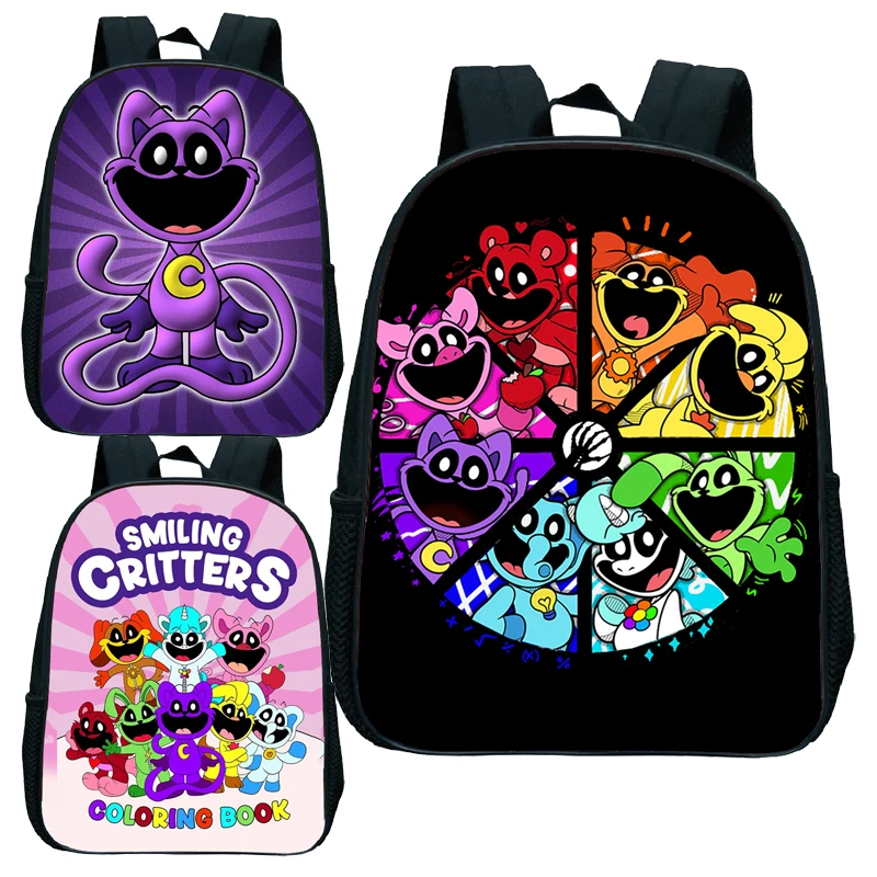 Smiling Critter-Mini mochila para niños, bolsas de Catnap de dibujos animados para niños pequeños, mochilas escolares impermeables para guardería, regalo
