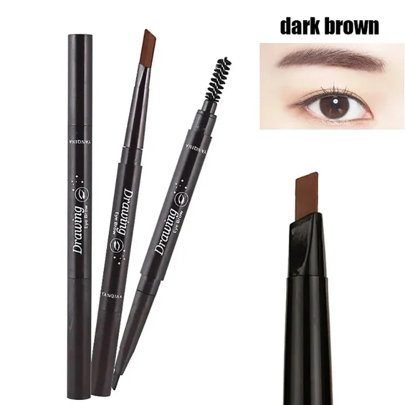 2 in 1 ดินสอเขียนคิ้วเครื่องสําอางมืออาชีพแต่งหน้าสําหรับผู้หญิง 5 สีกันน้ําดินสอเขียนคิ้วเขียนคิ้วแต่งหน้าคิ้วสี