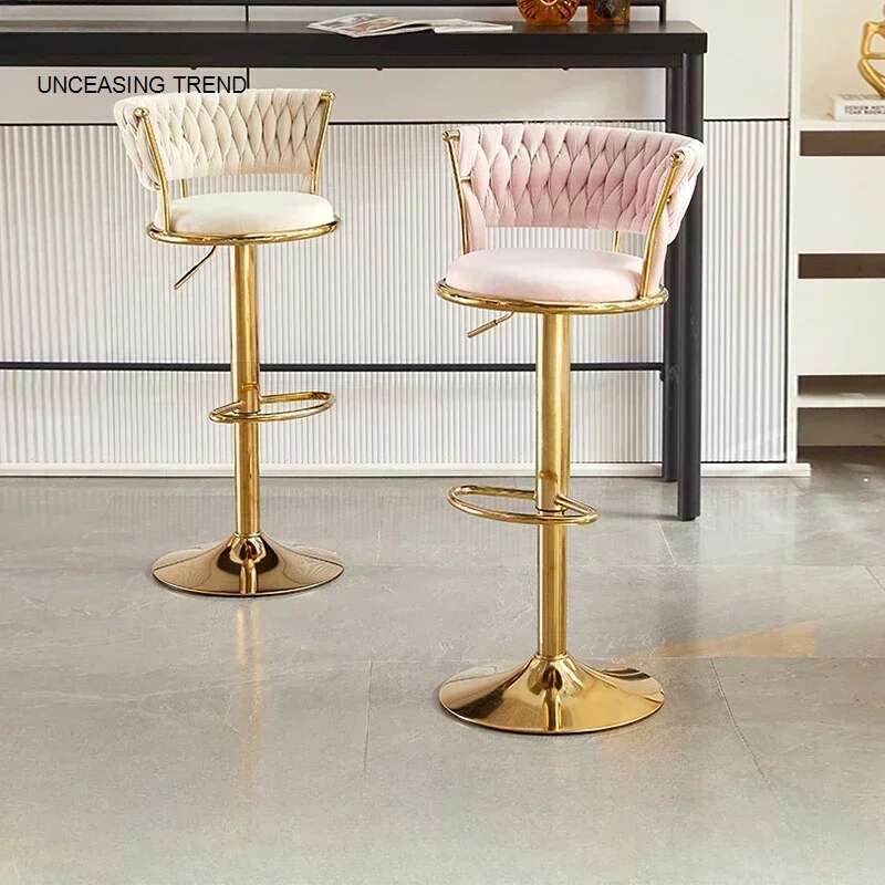 Taburete alto con silla de Bar giratoria Simple, respaldo nórdico de una silla, muebles modernos, taburete de Bar de esponja de alta elasticidad