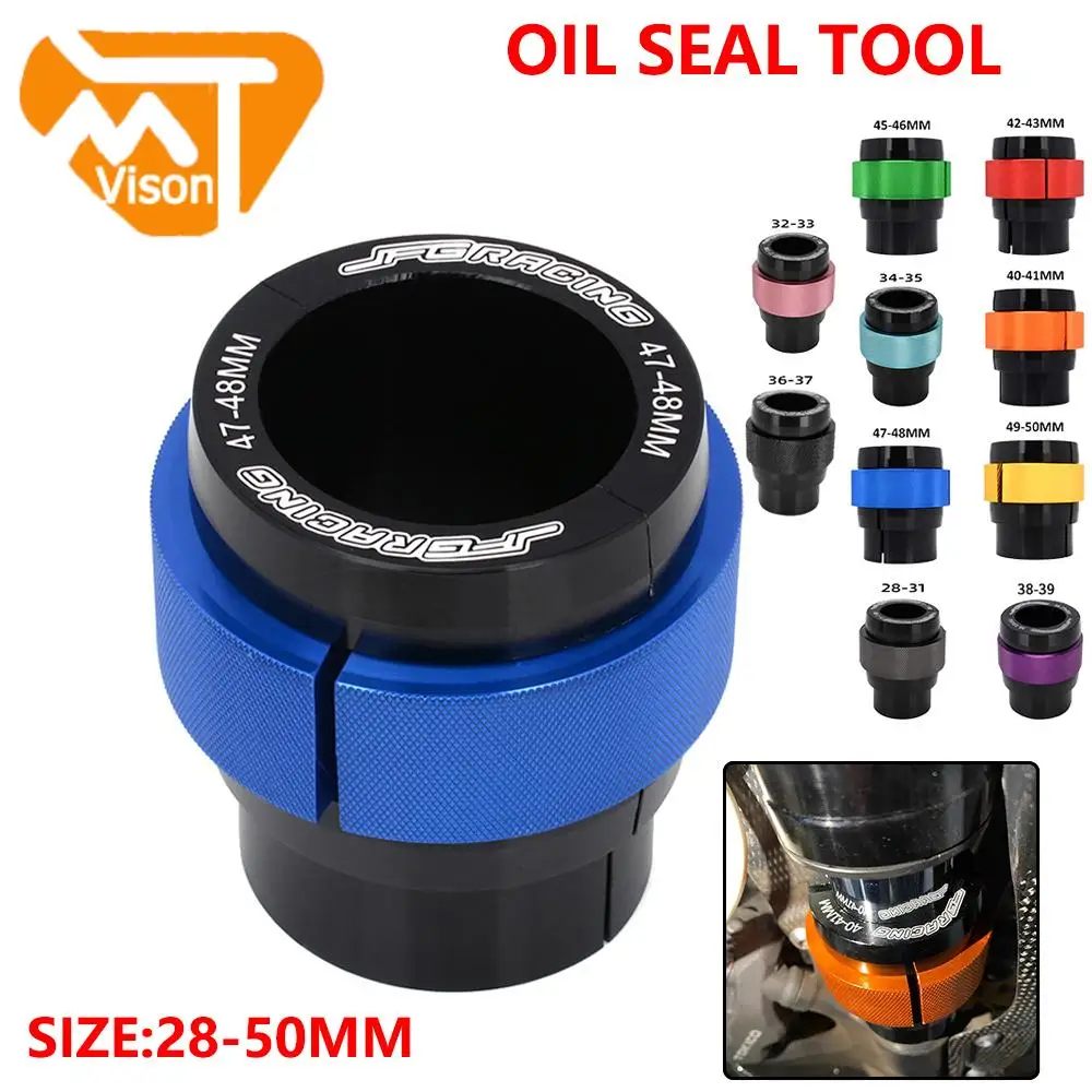 Herramienta de controlador de sello de aceite de horquilla delantera CNC, herramientas universales para KTM, HONDA, KAWASAKI, SUZUKI, Dirt Pit Bike, accesorios para motocicletas, 28-50 MM