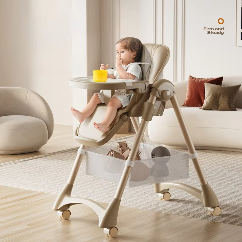 Silla de comedor para niños La silla de comedor multifuncional para bebés con ruedas se puede ajustar en altura