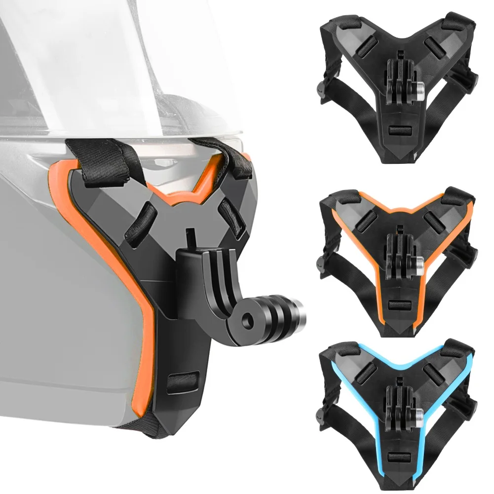 Soporte de montaje en barbilla para casco de motocicleta a prueba de golpes, soporte de Base de correa antideslizante para GoPro Hero 9 8 6 5, accesorios para cámara deportiva