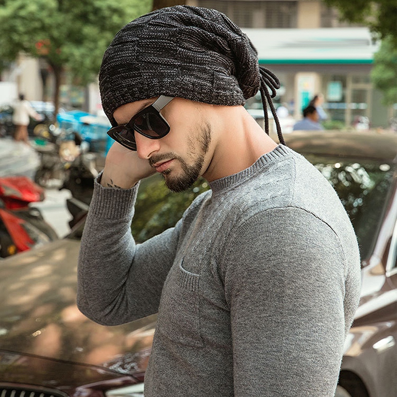 Herfst Winter Warm Gebreide Muts Bobble Hoeden Mannen Vrouwen Bandana Baotou Trekkoord Cap Sjaal Dikke Warme Zachte Beanie Skullies Hoofd Hals
