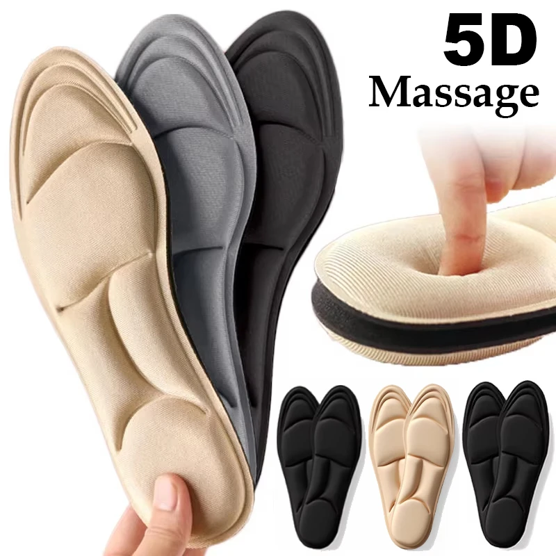 Plantillas de espuma viscoelástica de masaje 5D, amortiguación transpirable gruesa, soporte cómodo para tacones altos, plantillas para zapatos, alivio del dolor en el pie