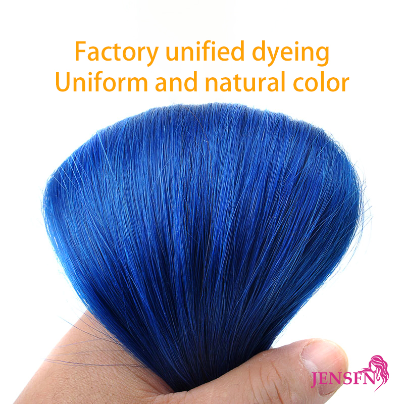 Jensfn Straight ผมสีที่ยืดผม0.5กรัม/สแตรนด์20 "นิ้วเรมีฟิวชั่นธรรมชาติเส้นผมมนุษย์เคราตินสีน้ำเงินม่วงแคปซูล