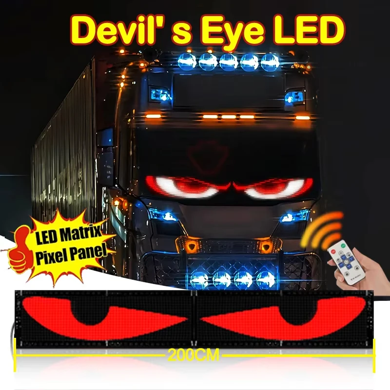 Truck Car Devil Eye LED Pixel Panel Light Zdalne sterowanie Miękkie, składane oświetlenie przewijane do przedniej szyby 12V 24V