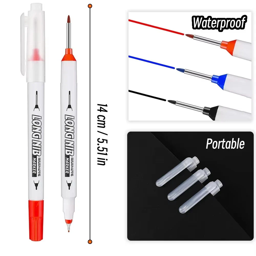 20mm ponta dupla buraco profundo cabeça longa marcadores para caneta de metal à prova dwaterproof água banheiro carpintaria decoração multi-purpose