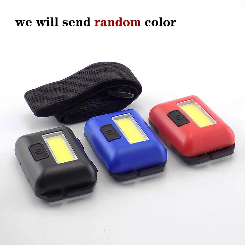 Color aleatorio pequeño COB faro cabeza lámpara antorcha lampe Mini faro linterna casco pesca AAA batería camping