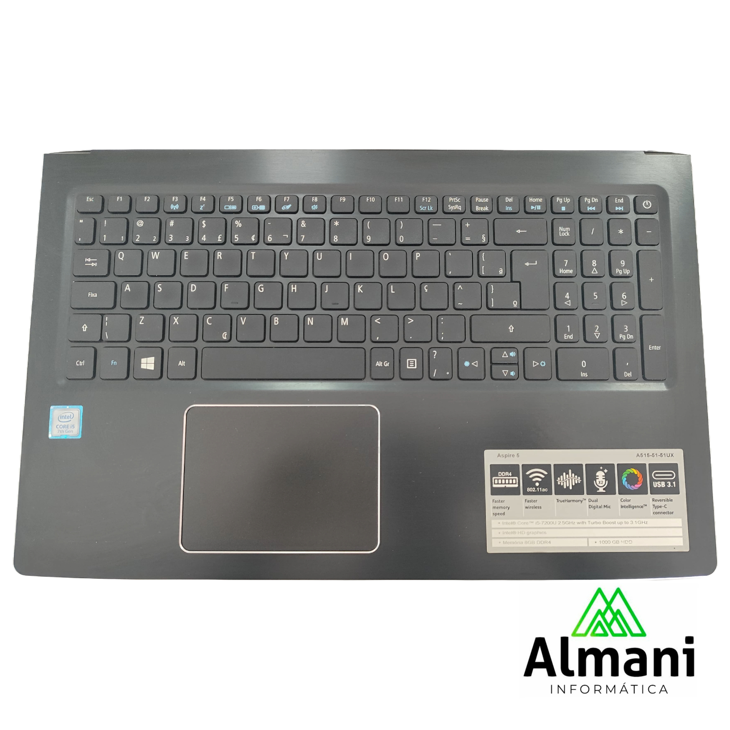 NOTEBOOK ACER ASPIRE A515-51 CORE I5 7200U SSD M.2 256 GB 8 GB RAM - WIN11 PRO