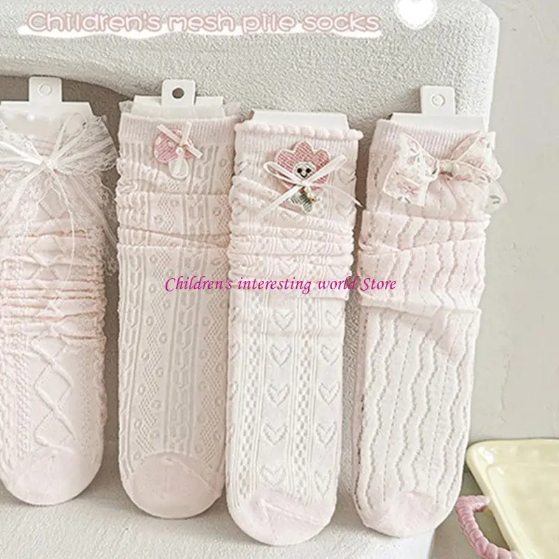 Bayi perempuan kaus panjang lutut dengan desain knot untuk balita dan bayi stoking kapas lembut & bernapas yang dapat 425F