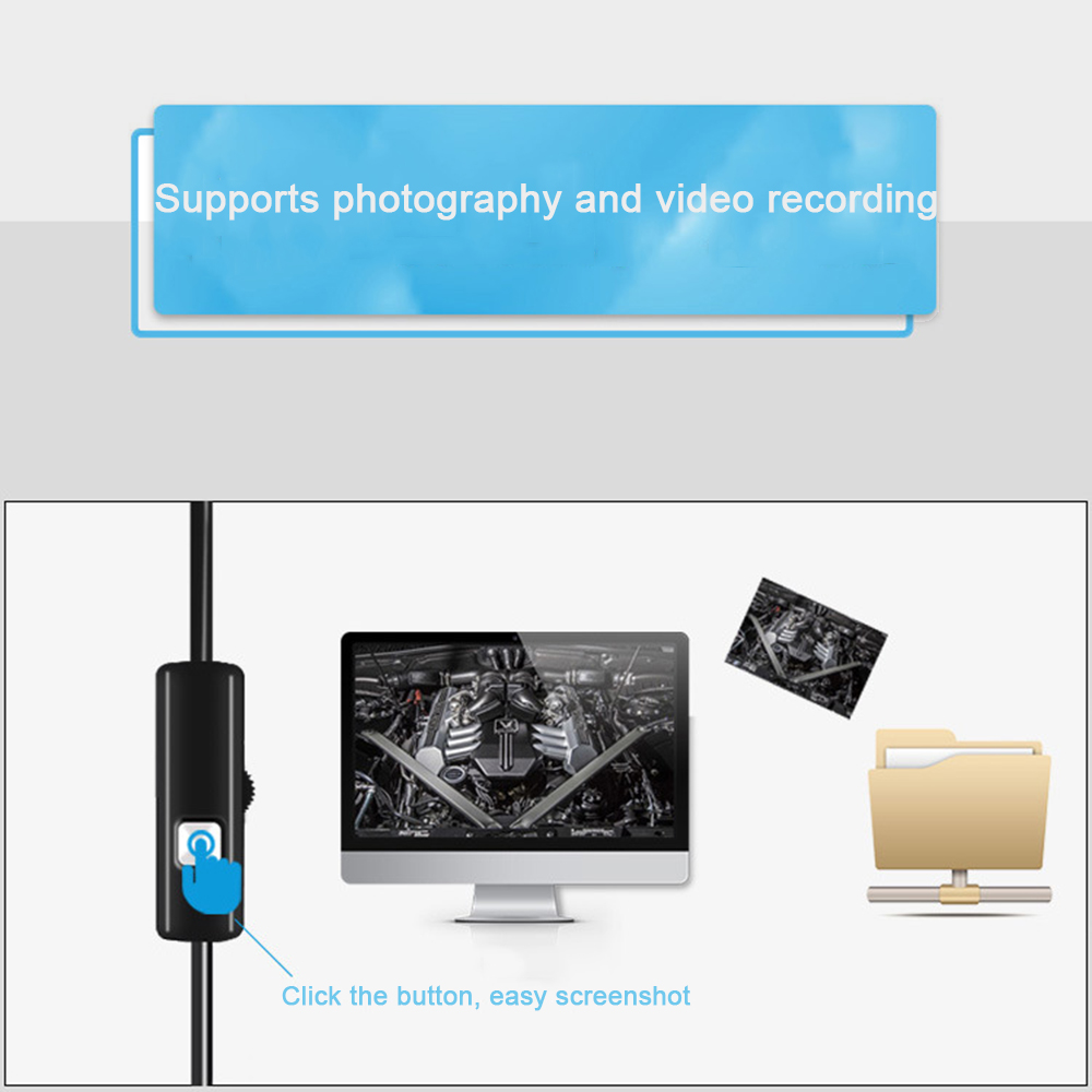 6 LED Light 7mm 1M  Endoscope Camera HD USB Type-C  3In1 Flexible Snake Soft Wire Cable Pipe Inspection Camera Borescope