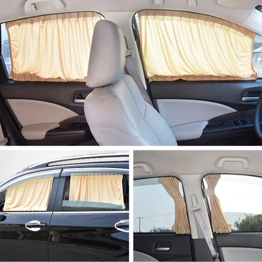 2pcs Universal Car Sun Shade ผ้าม่านหน้าต่างด้านข้างอัตโนมัติป้องกันรังสียูวีสีดําผ้า Sun Visor ผ้าม่านรถ-จัดแต่งทรงผม