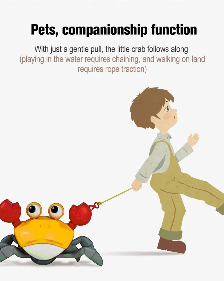 Mechanical Crab Escape Crabs Baby Crawling Crab Musical Dancing Moving Toy Run Away Toy for Babies Crawling Interactive Toys