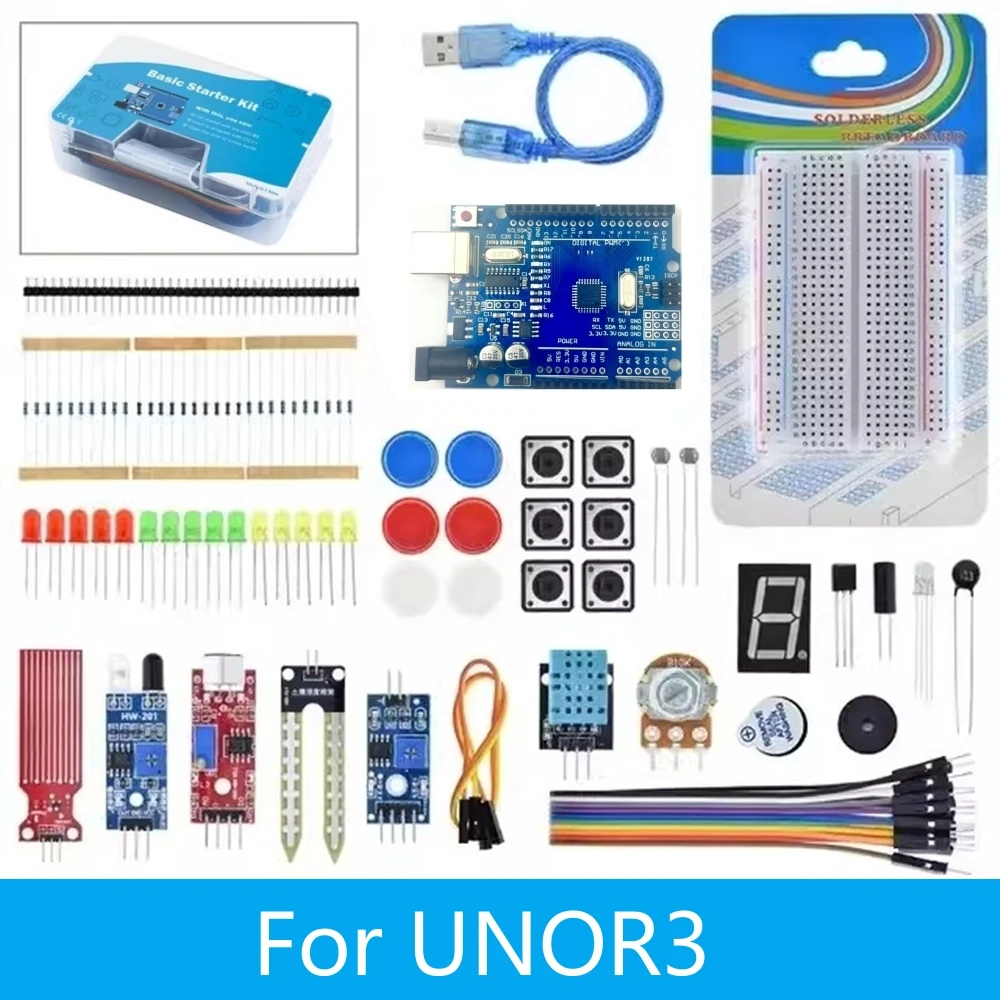 400 punti di collegamento breadboard progetto fai da te Starter Kit per Arduino UNO R3 Kit kit elettronico fai da te Set di componenti elettronici con scatola