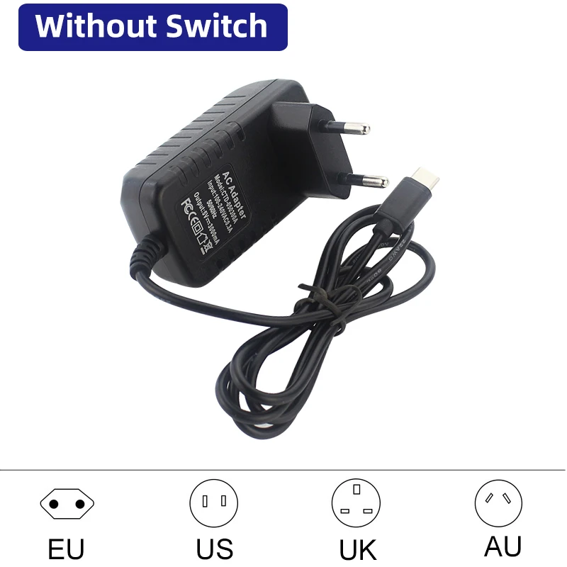 Fuente de alimentación Raspberry Pi 4, 5V, 3A, puerto USB tipo C, adaptador de corriente de 100-240V para cargador Pi 4 Orange Pi 3B OPI Zero 3