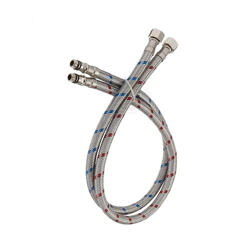 Tuyau d'entrée de robinet mitigeur chaud et froid G1/2, 60cm, en acier inoxydable, G1/2, accessoires de connexion pour salle de bains et cuisine, 2 paquets