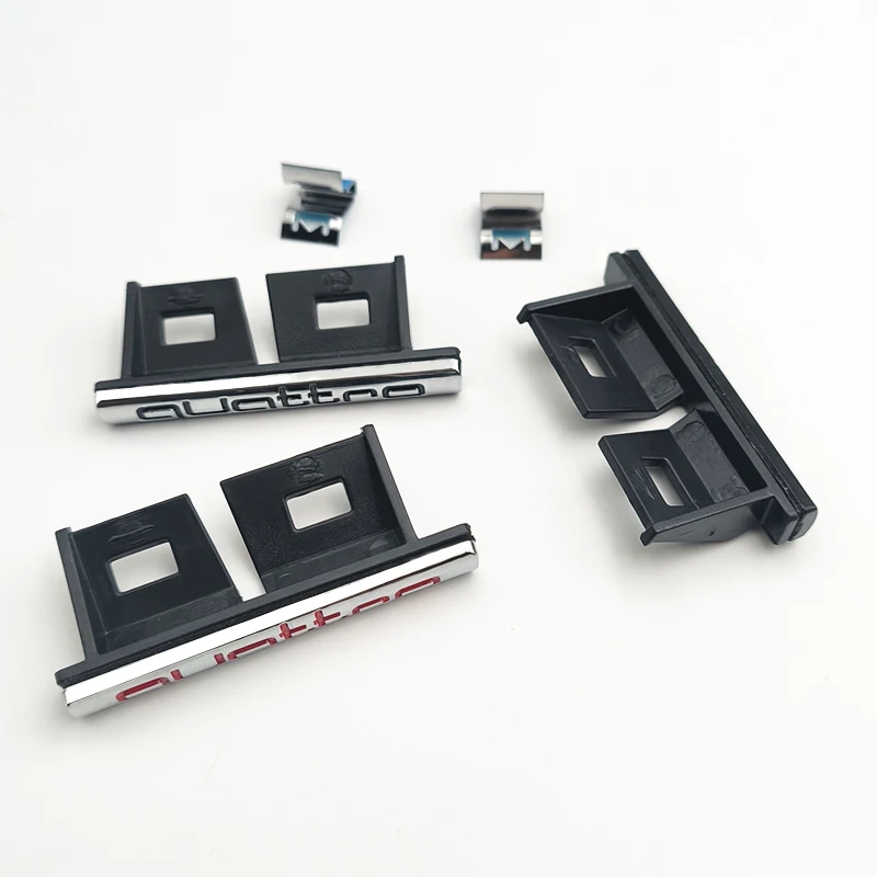 3d ABS Chrome Logo Quattro Emblem  Car Front Grille Badge For Audi A1 A2 A3 A4 A5 A6 A7 A8 Q2 Q3 Q7 Q5 Quatteo Badge Accessories