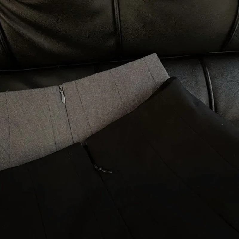 Ruches Zwarte Mini Rok Vrouwen Koreaanse Patchwork Geplooide Rokken Japanse Kawaii Hoge Taille Alle Match Een Lijn Rok Nieuw