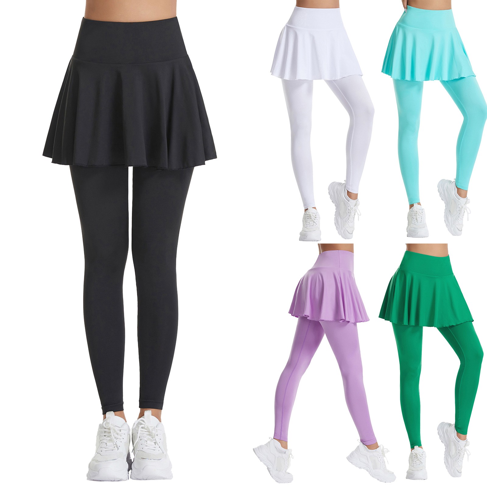 Otoño nuevo pantalón falda falsa dos piezas tiburón Leggings mujeres Popular dar forma Yoga Fitness deportes sin costuras Leggings verano