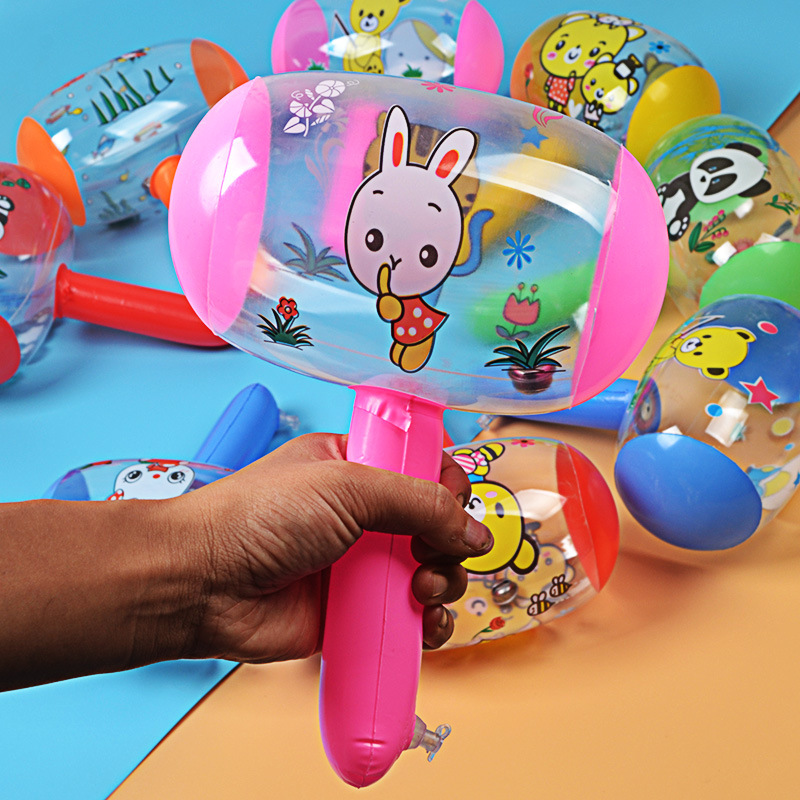 Martillo inflable para niños, juguete con campana de sonido para niños, martillo con mango de Animal de dibujos animados, juguetes divertidos, sonajeros para regalos de bebé, 1 Uds.