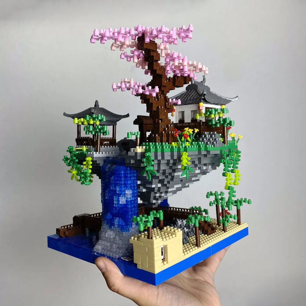 Taohuatan Lake Thema Micro Bakstenen Bouwstenen Set, Volwassen Creatief Speelgoed, Unieke Chinese Landschapsmodel Bakstenen Met Led Licht