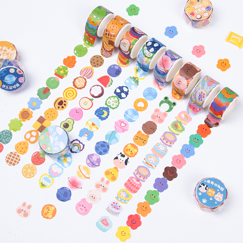 100 unids/pack Kawaii Fruit Animals Dot Washi Stickers Tearable Sticky Paper Notebook decorating Stickers