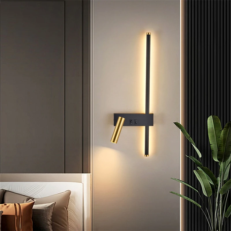Lámpara de pared nórdica moderna y creativa, led simple para sala de estar, fondo de sofá, lámpara decorativa de pared, lámpara de lectura, lámpara de noche para dormitorio