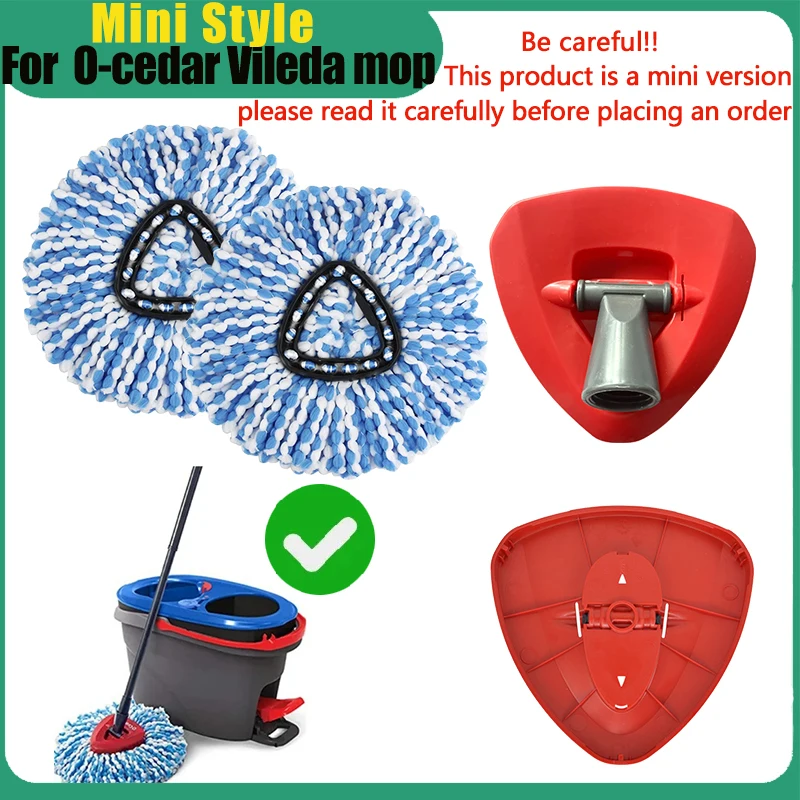 Cabezal de fregona giratorio, cepillo de fregona de repuesto para Mini O-cedar Vileda RinseClean, sistema de 2 tanques, paño de mopa de microfibra, trapos lavables a máquina
