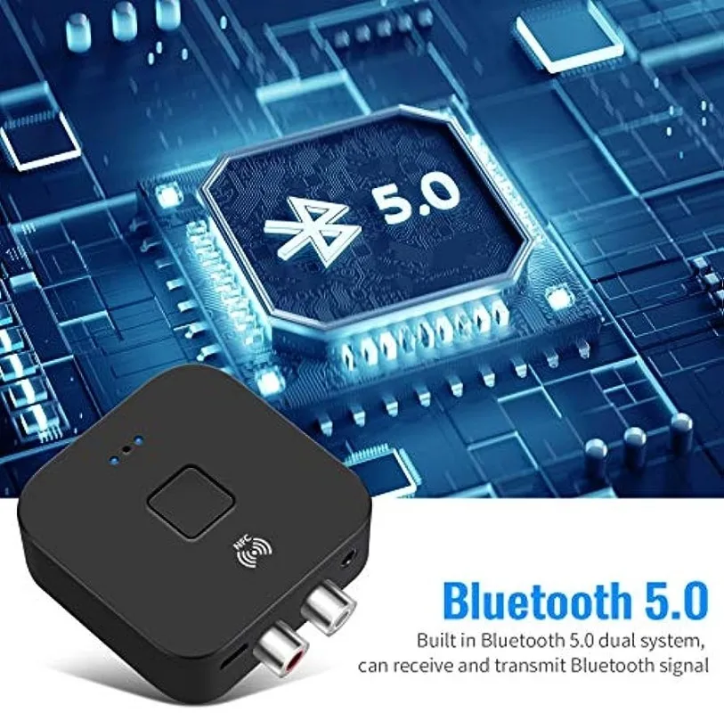 Wireless Audio Receiver RCA AUX Bluetooth 5.0 Adapter NFC 3.5mm for Amplifier Car Audio Home Stereo Theater System