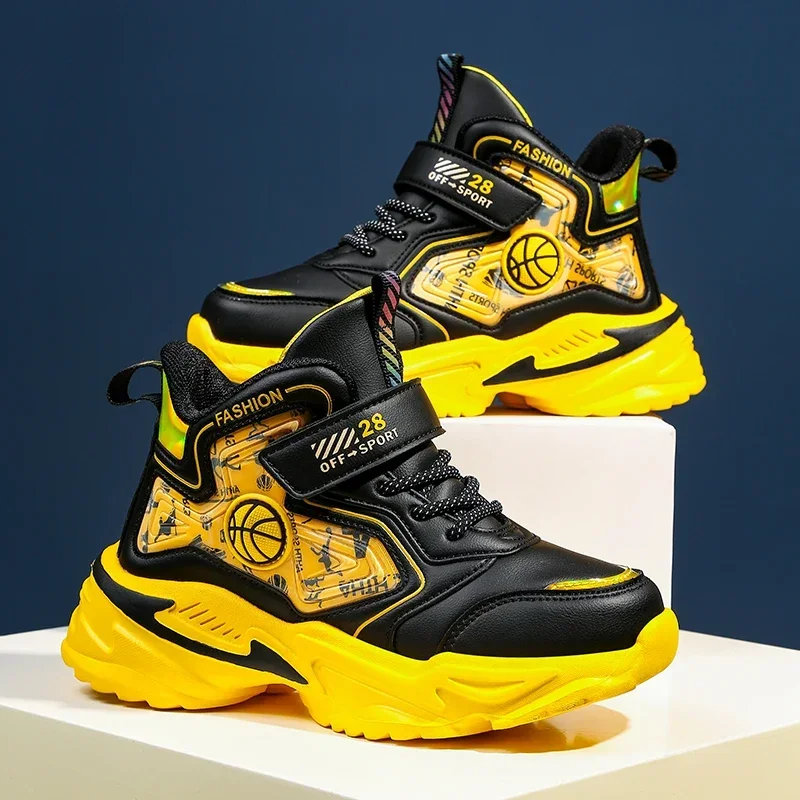 子供靴少年スニーカー革子供カジュアルスポーツテニススニーカーオリジナルバスケットボールノンスリップ少年靴 4 に 12 年