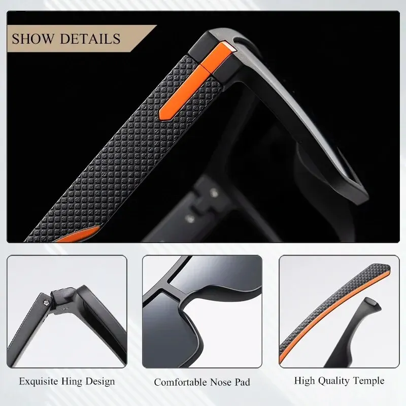 Gafas de sol polarizadas a la moda para hombre, gafas de sol cuadradas de gran tamaño antideslumbrantes con espejo para conductor, gafas UV400 para mujer para hombre