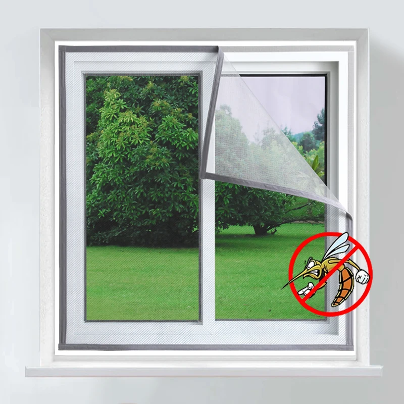 Grey,Anti-mosquito self adhesive window screen mosquito net，summer，insect proof door mosquitonet for windows，Customizable size