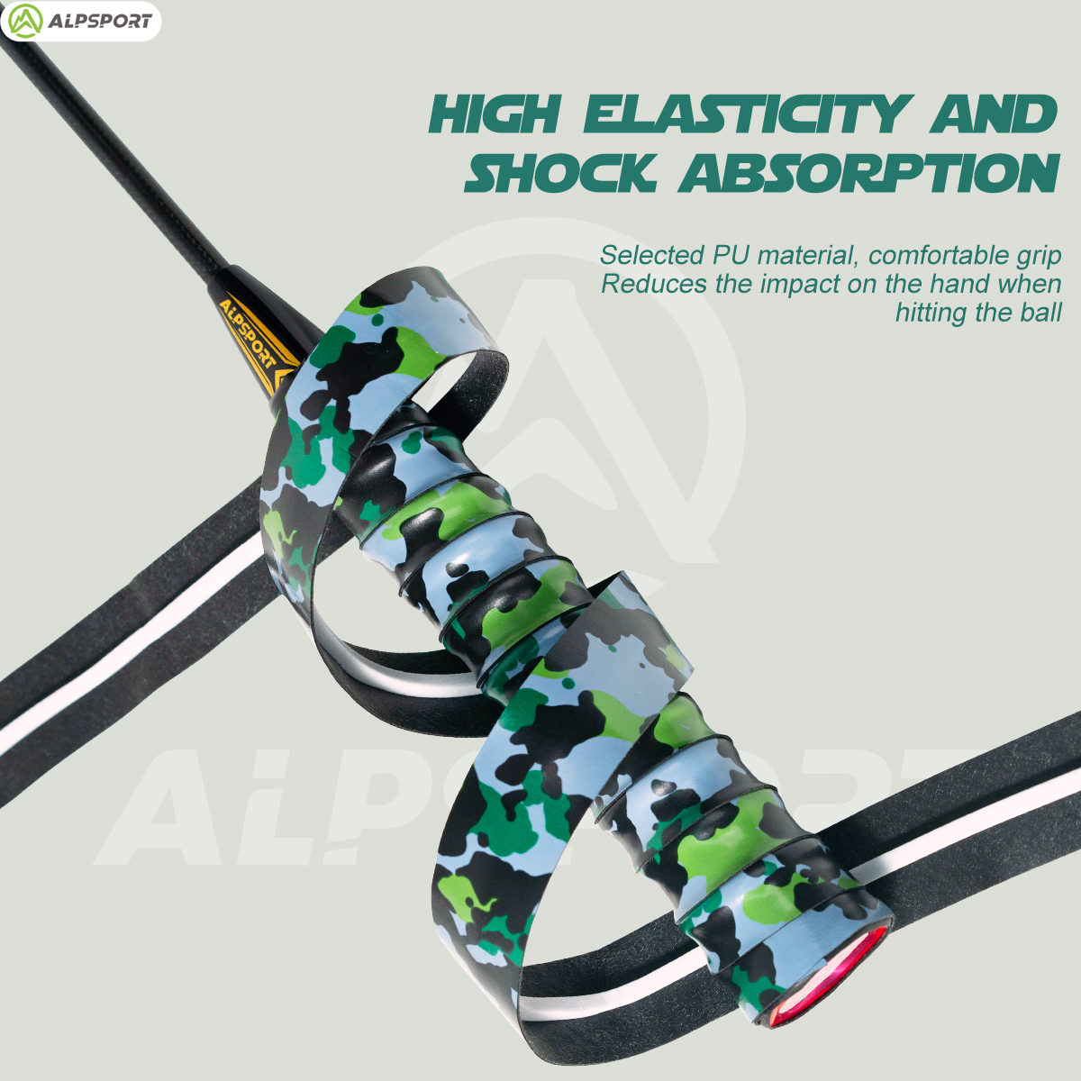 แอลป์สปอร์ต 4 ชิ้น/ล็อต สายรัดกันเหงื่อสำหรับเล่นกีฬาระบายอากาศลื่นลายพราง เทปไม้เทนนิส ไม้แบดมินตัน ที่จับคันเบ็ด อุปกรณ์การฝึกอบรมกลางแจ้ง