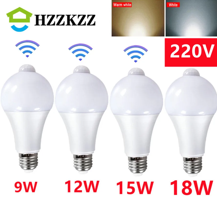 1/Chiếc Đèn Ngủ LED 18W 15W 12W LED 9W Có Cảm Biến Chuyển Động PIR Hành Lang phòng Ngủ Đèn Phòng Tắm 220V Cơ Thể Con Người Cảm Ứng Bóng Đèn