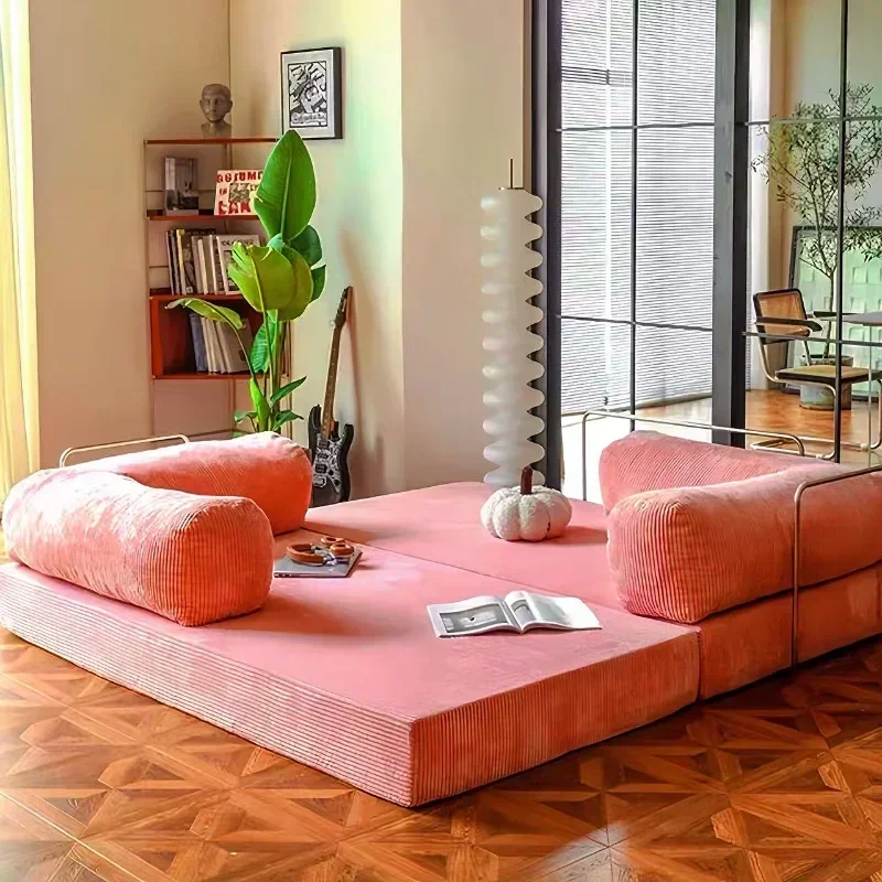 Europäisches Retro-High-End-Wohnzimmersofa aus Cord mit Vakuumkompressions-Schlafsofa, faltbare und anpassbare Wohnmöbel