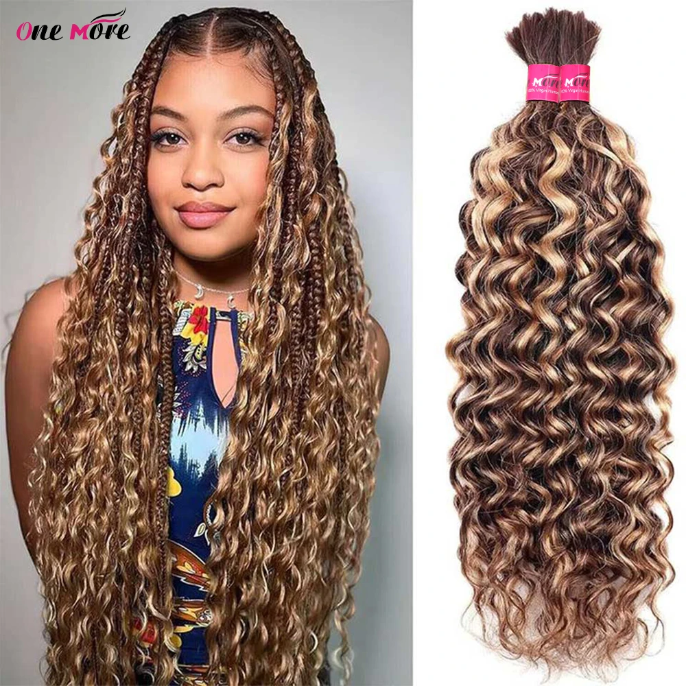 28 em 4/27 cor onda de água em massa cabelo humano para trança sem trama cabelo virgem encaracolado extensões de cabelo humano trança para boho trança