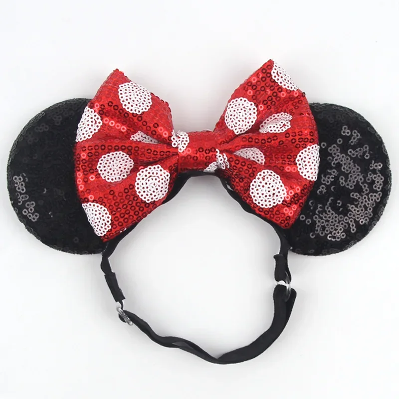 Disney 3,3 "Minnie Mickey Ohr Elastische Stirnbänder Neugeborenen Mode Glitter Angepasst Haarband Baby DIY Haar Zubehör
