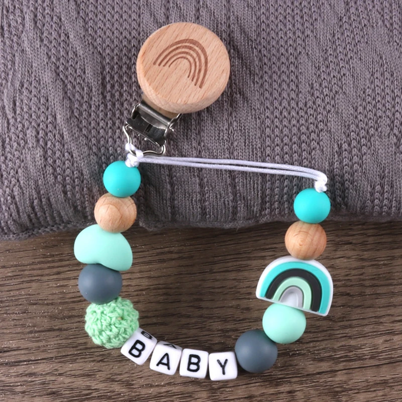 Tùy Chỉnh Tên Thủ Công Cá Nhân Hóa Giả Kẹp Núm Vú Giả Kẹp Giá Đỡ Silicone Cho Bé Rainbow Núm Vú Giả Giá Đỡ Dây Chuyền Bé Miếng Dán Tặng