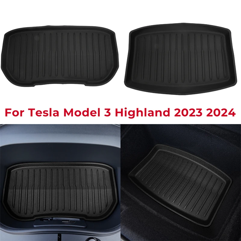 Esteras de maletero para Tesla Model 3 + TPE Piano Key Style nuevo Model3 Highland 2023 2024, almohadilla protectora de almacenamiento frontal y trasera para maletero