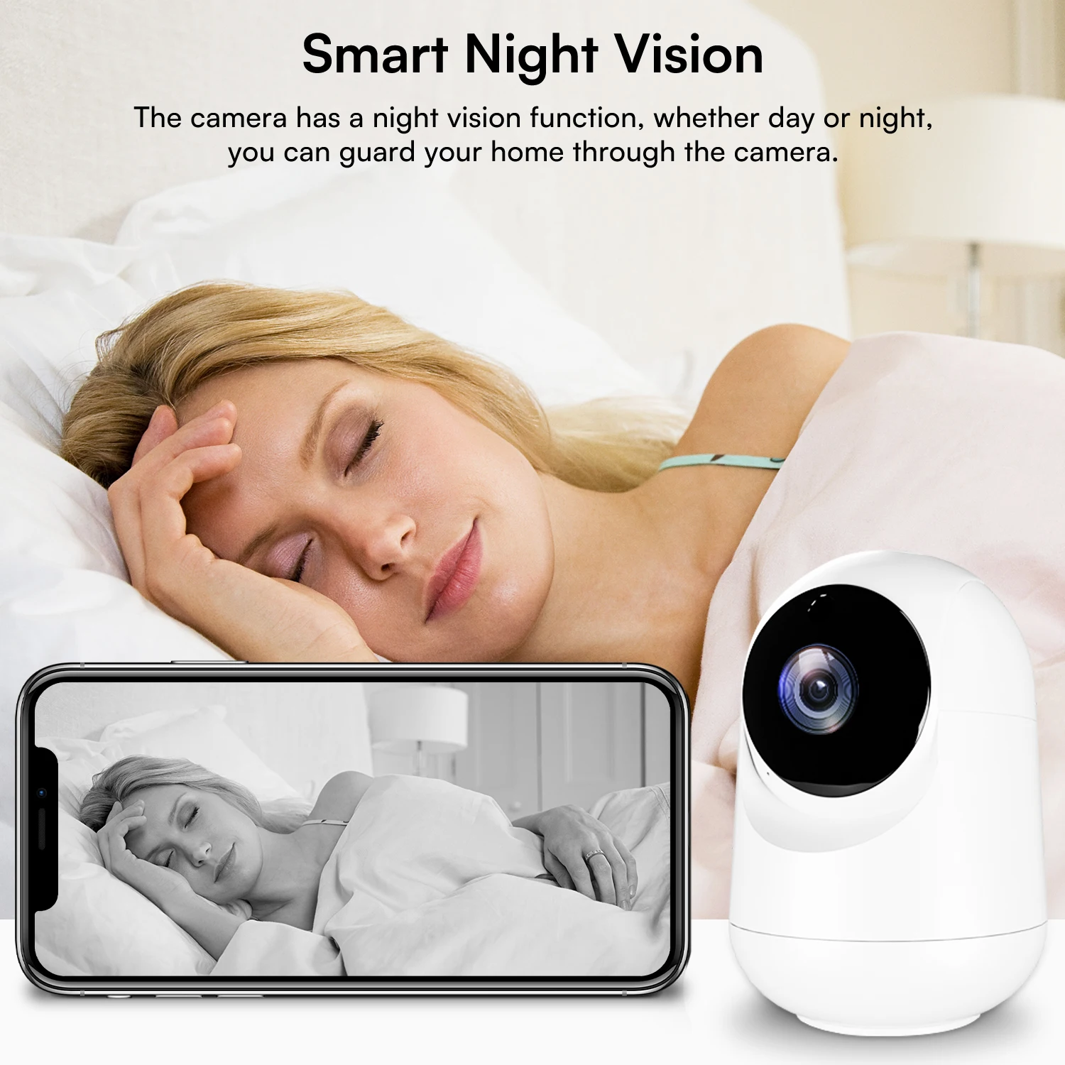 5MP WiFi กล้องสมาร์ทโฮมในร่มไร้สาย IP กล้องเฝ้าระวัง AI Motion Detect การติดตามอัตโนมัติ Security Baby Monitor