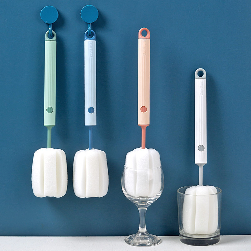 Nieuwe bekerborstel in Scandinavische stijl Sponsbekerborstel met lange steel Afneembare en vervangbare kop Babyfles en thermosbeker Schone borstel