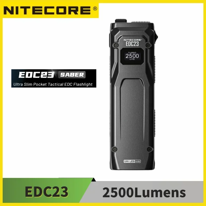 NITECORE EDC23 linterna EDC ultradelgada 2500 lúmenes USB-C recargable de bolsillo pequeña luz táctica Troch batería de iones de litio incorporada
