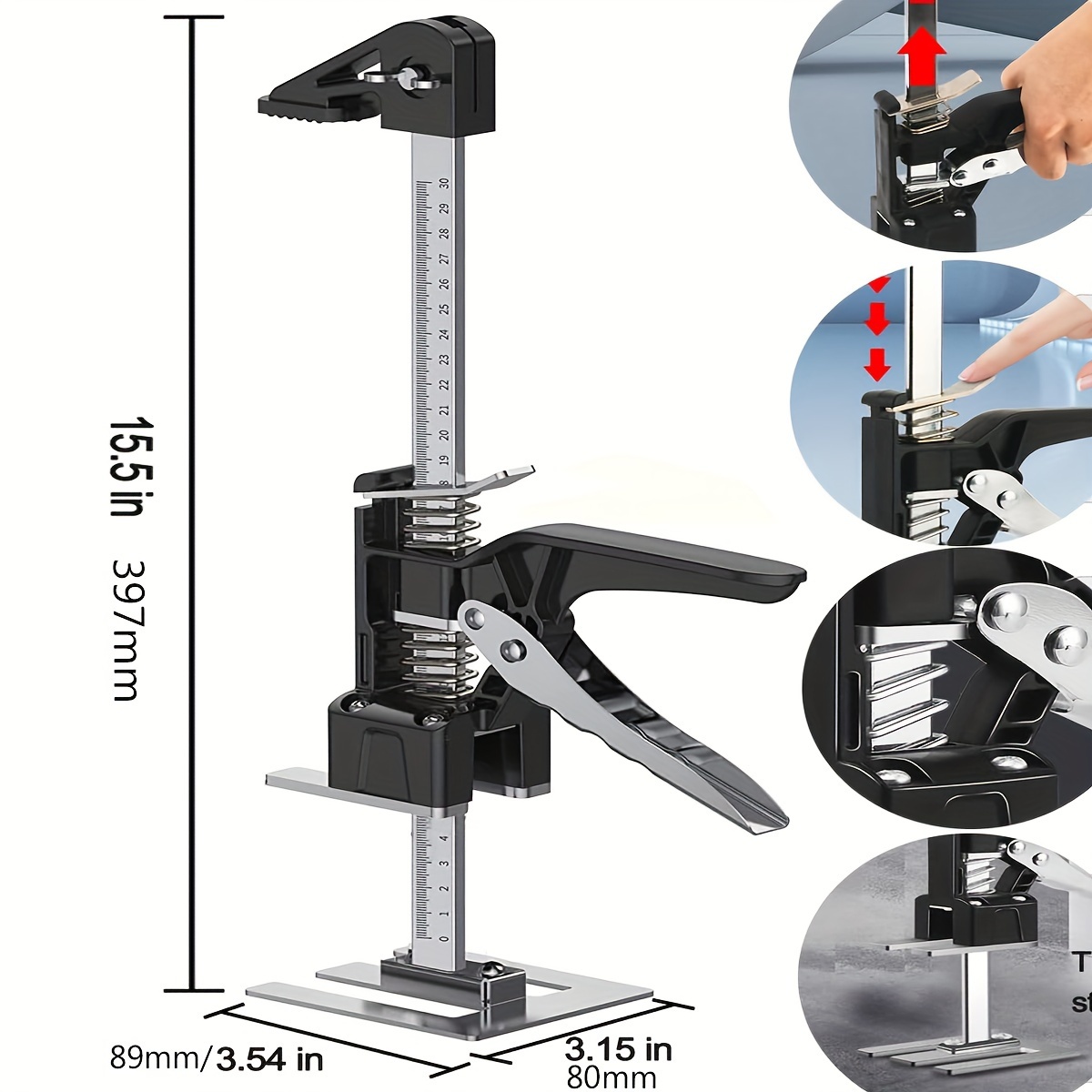 2 PCS Labor Saving Arm Tool-15.5 inch Portable Height Adjustable Lift Jack,Precision Clamping Hand Device for Drywall,Tile Locat