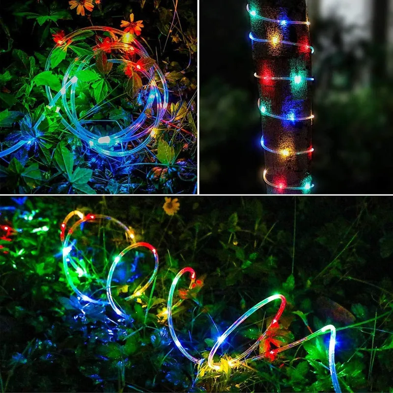 Tira de luces de cuerda Solar de 300LED, cuerdas de luces de hadas impermeables para exteriores, decoración navideña para jardín, césped, árbol, patio, valla, camino