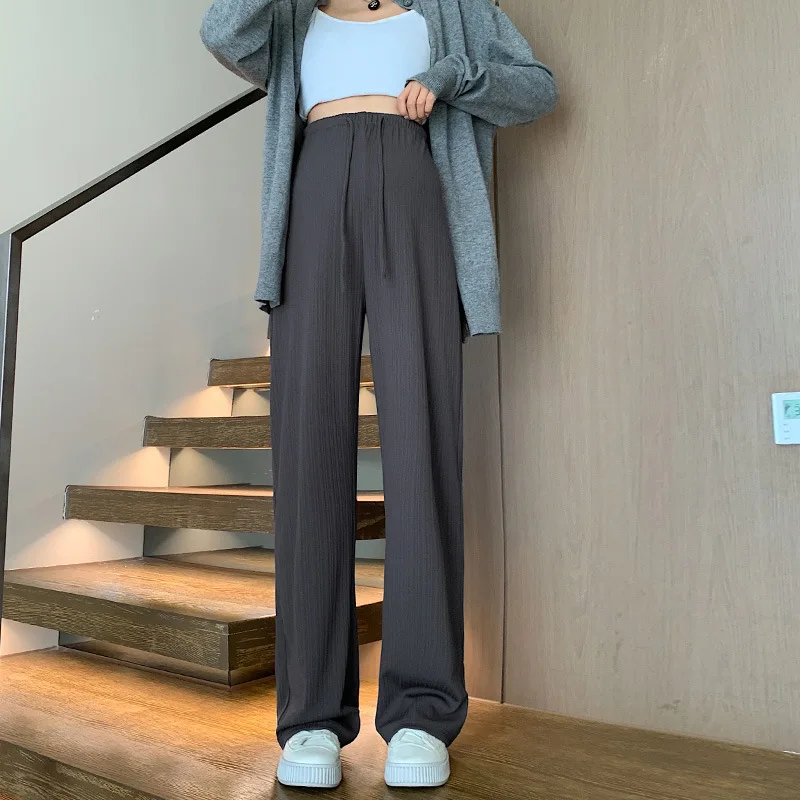 Neue Umstands hose Frühling, Herbst und Sommer Hose mit weitem Bein ohne Bauchs tütze Kordel zug gerade Hose mit weitem Bein